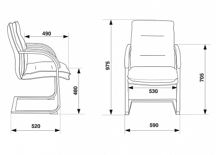 Фото: Конференц-кресло Бюрократ T-9927SL-LOW-V, полозья хром, нат. кожа 5